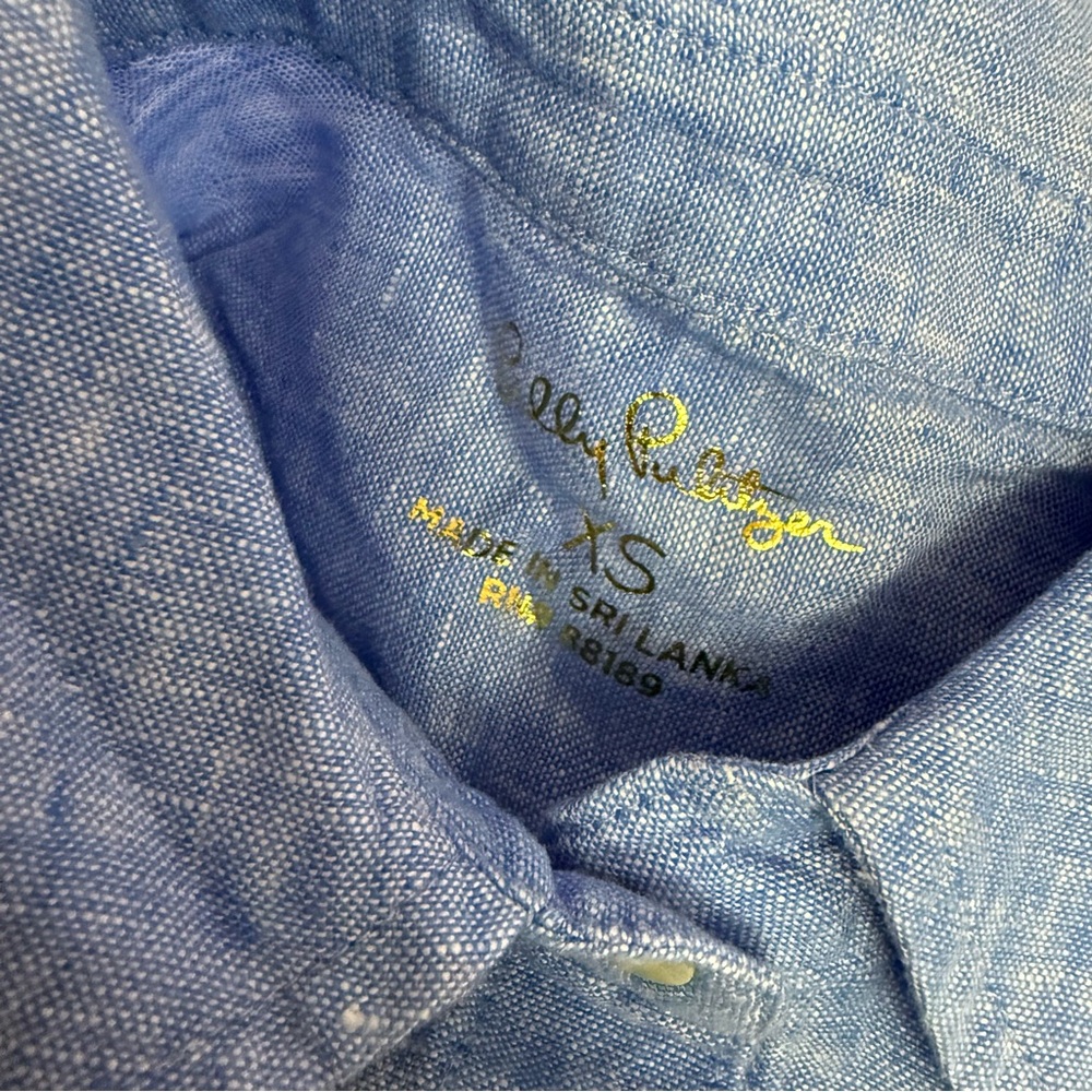 Lilly Pulitzer Sea View Button Down Top Cover-up Beckon Blue Women’s - Picture 10 of 11